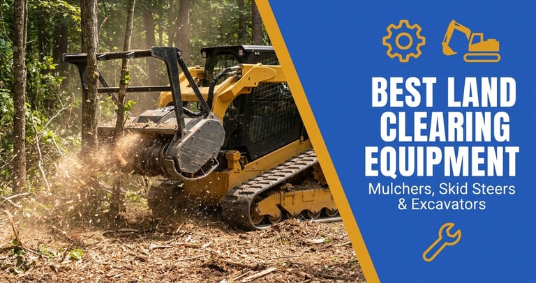 Forestry mulcher on a skid steer grinding trees on a clearing job