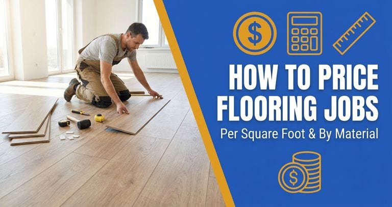 Flooring installer laying luxury vinyl plank in a bright room