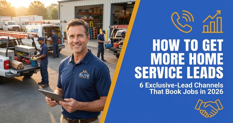 Home service company owner reviewing a full job schedule on a tablet at the shop while crews load trucks in the background